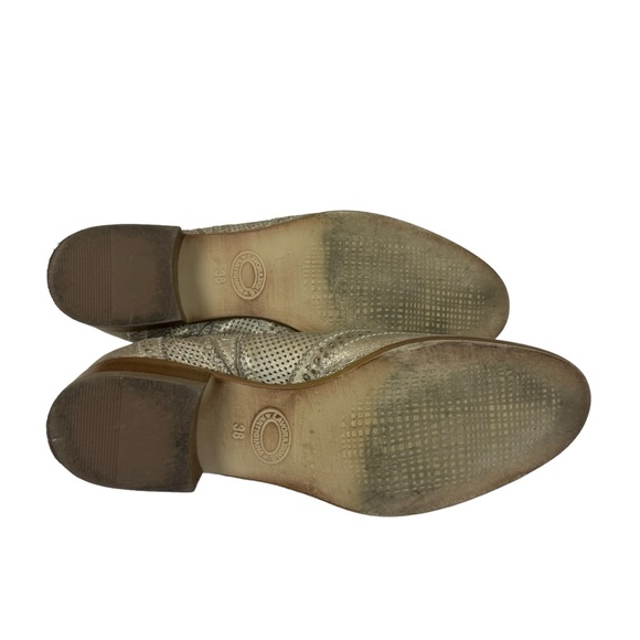 Sundance Booties Boots Metallic Gold Wingtip Size 38 - Picture 15 of 16